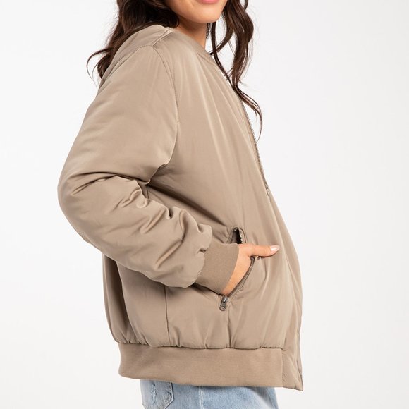RSQ Womens Taupe Bomber Jacket /NWT/XL - Picture 4 of 16